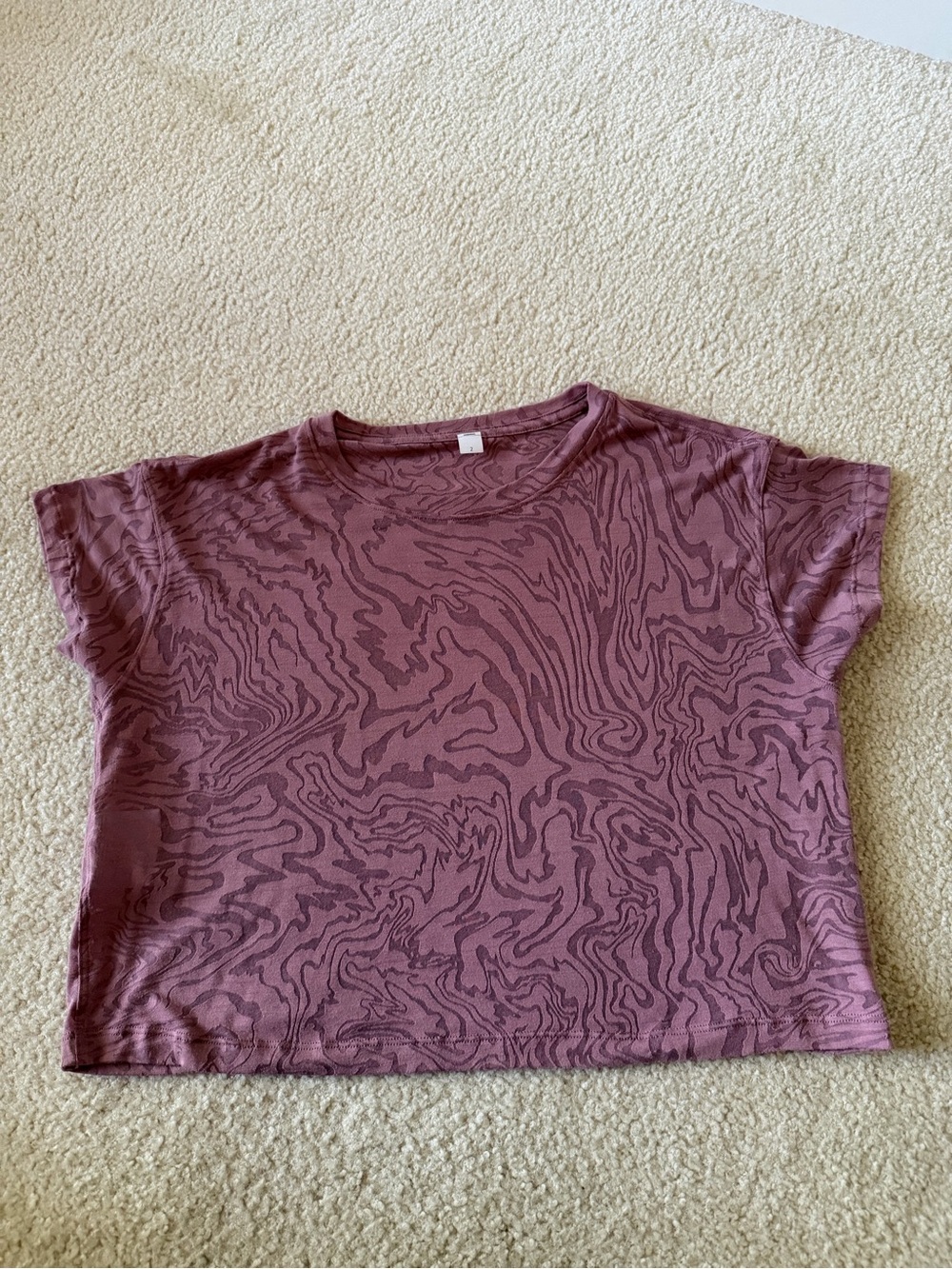 Lululemon Cates Cropped Marled Pink Shirt Size 2